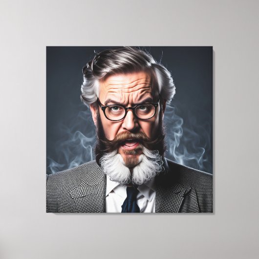 Toile Professeur fou fou avec barbe (Recto)