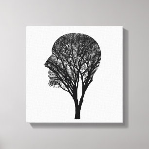 Toile Profil d'esprit enraciné – Art de silhouette d'arb