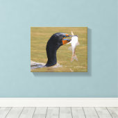 Toile Profil d'un cormorant adulte à deux crêtes (Insitu (Plancher de Bois))