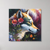 Toile Profil Wolf Floral Portrait Art (Recto)