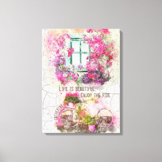 Toile Profitez De La Promenade | Vélo Aquarelle Avec Fle (Recto)