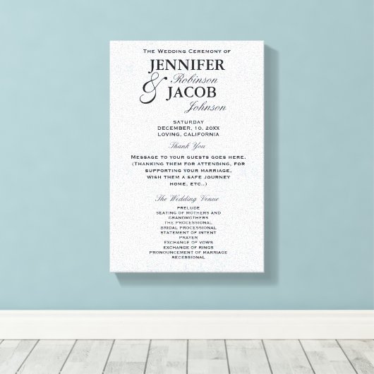 Toile Programme de mariage | Soft Silver Parties scintil (Insitu (Plancher de Bois))