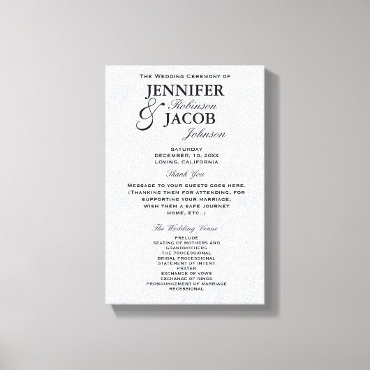 Toile Programme de mariage | Soft Silver Parties scintil (Recto)