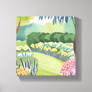 Toile Promenade dans un jardin fleuri Aquarelle de fle