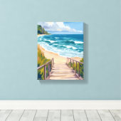 Toile Promenade de l'Océan | Vagues de Plage Côtière (Insitu (Plancher de Bois))