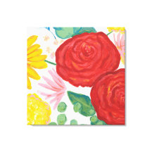 Promesse Rose Aquarelle Nature Rouge Jaune Floral