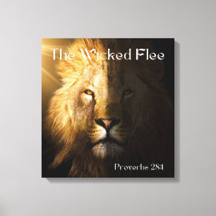 Toile Proverbes 28:1 Bible Écriture Bold Lion Canvas Art