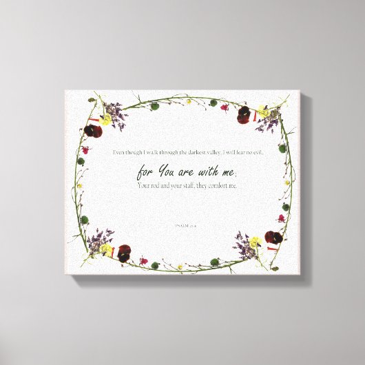 Toile Psaume 23:4, Fleur Rosé Étiqueté Canvas Imprimer (Recto)