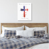 Toile Psaume 33:12 American Flag Cross (Insitu(Chambre))