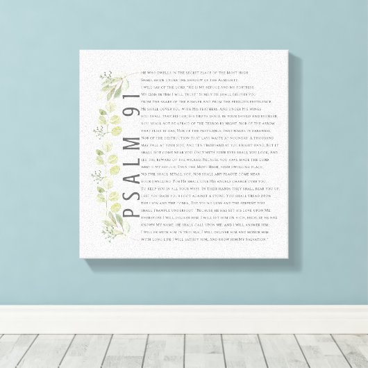 Toile Psaume 91 Aquarelle Verdure Écriture Bible Art (Insitu (Plancher de Bois))
