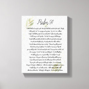 Toile Psaume 91 Écriture Bible Art Aquarelle Feuilles