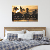 Toile Psaume 92:12 Palmiers Eau Coucher de soleil Bible  (Insitu(Chambre))