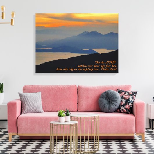 Toile Psaumes 33:18 Inspirational Stretch Canvas Print (Insitu(Salon))
