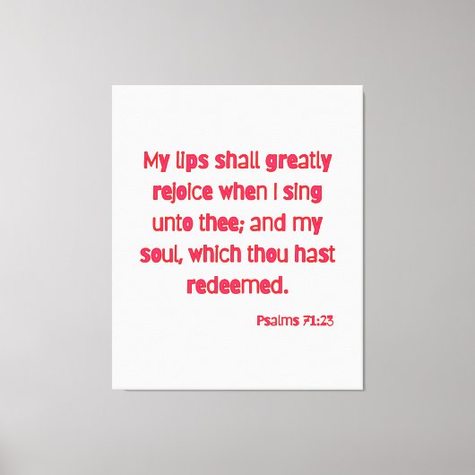 Toile Psaumes 71:23 Bible Verse KJV Wall Art (Recto)