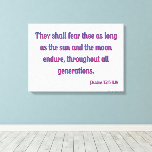 Toile Psaumes 72:5 Bible Verse KJV Wall Art (Insitu (Plancher de Bois))