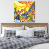 Toile Psychedelic art - 60 s - hippie woman - Sun Birds (Insitu(Chambre))