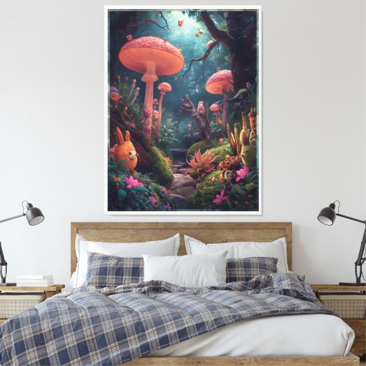 Toile psychedelic woodland canvas print (Insitu(Chambre))