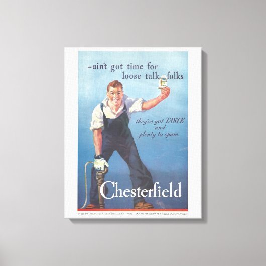 Toile Publicité Chesterfield Cigarettes vintage (Recto)