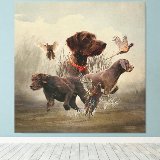 Toile Pudelpointers, Chasse faisan (Insitu (Plancher de Bois))