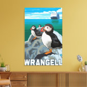 Toile Puffins & Cruise Ship - Wrangell, Alaska (Insitu(Salon))