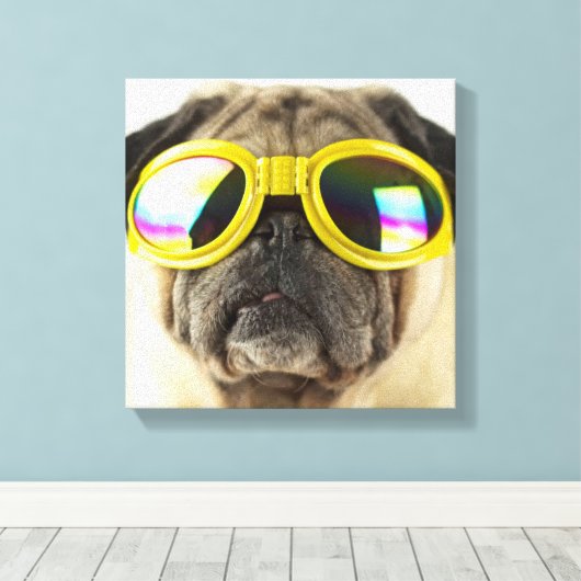Toile Pug with Goggles (Insitu (Plancher de Bois))