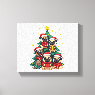 Toile Pugs de Noël Arbre Chien Mignon Xmas (3)
