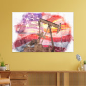Toile Pumpjack silhouette pastille Drapeau américain (Insitu(Salon))