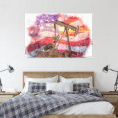 Toile Pumpjack silhouette pastille Drapeau américain (Insitu(Chambre))
