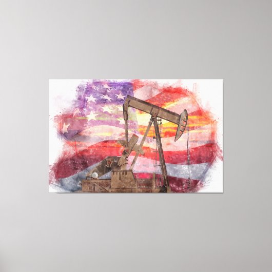 Toile Pumpjack silhouette pastille Drapeau américain (Recto)