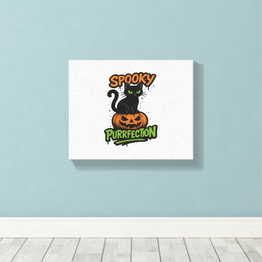 Toile Purfection éffrayante - Chat noir mignon sur Hal C (Insitu (Plancher de Bois))