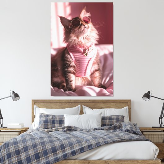 Toile Purfection rose : Chic Chat dans le style (Insitu(Chambre))