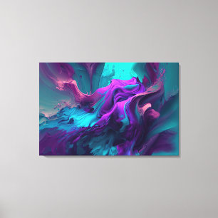 Toile Purple Aqua Turquoise Belle Flûte Abstraite