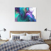 Toile Purple Aqua Turquoise Belle Flûte Abstraite (Insitu(Chambre))