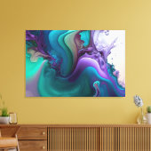 Toile Purple Aqua Turquoise Belle Flûte Abstraite (Insitu(Salon))