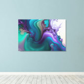 Toile Purple Aqua Turquoise Belle Flûte Abstraite (Insitu (Plancher de Bois))