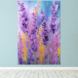 Toile Purple Pink Yellow Lavender Flowers Abstract Wall 