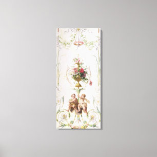 Toile Putti parmi des butins des fleurs et du feuille