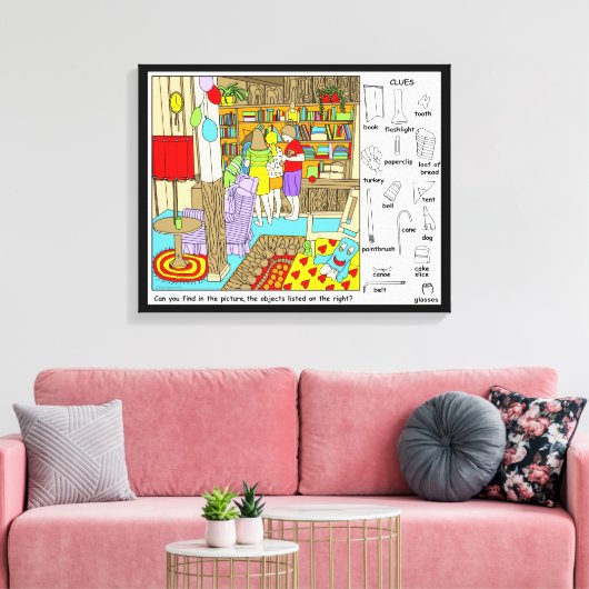 Toile Puzzle d'objets cachés amis (Insitu(Salon))