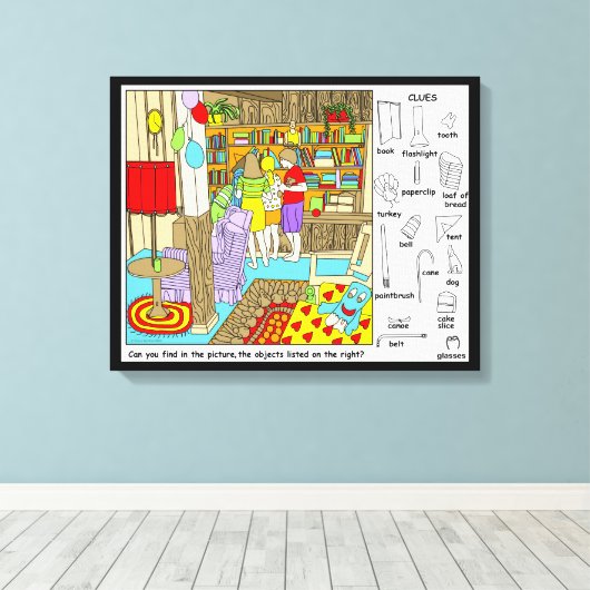 Toile Puzzle d'objets cachés amis (Insitu (Plancher de Bois))