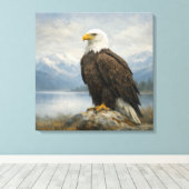 Toile Pygargue à tête blanche perché lac (Insitu (Plancher de Bois))