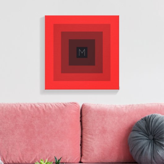 Toile Pyramide inversée rouge à 5 niveaux Initiale perso (Insitu(Salon))