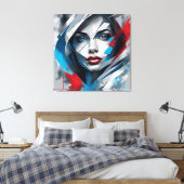 Toile Quadro abstrato rosto de mulher vermelho azul cinz (Insitu(Chambre))