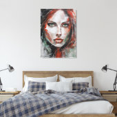 Toile Quadro abstrato rosto de mulher vermelho cinza (Insitu(Chambre))