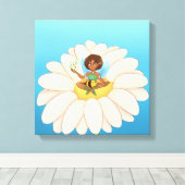 Toile quadro com fada em cima de uma flor (Insitu (Plancher de Bois))