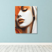 Toile Quadro Rosto de mulher Laranja e bege (Insitu (Plancher de Bois))