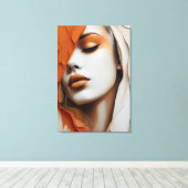 Toile Quadro Rosto de mulher Laranja e bege (Insitu (Plancher de Bois))
