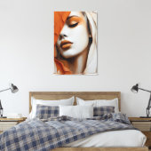 Toile Quadro Rosto de mulher Laranja e bege (Insitu(Chambre))