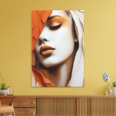 Toile Quadro Rosto de mulher Laranja e bege (Insitu(Salon))