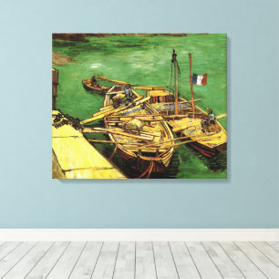 Toile Quai Van Gogh avec des hommes déchargeant des péni