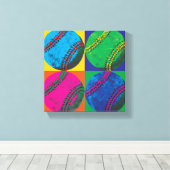 Toile Quatre balles de baseball de différentes couleurs (Insitu (Plancher de Bois))